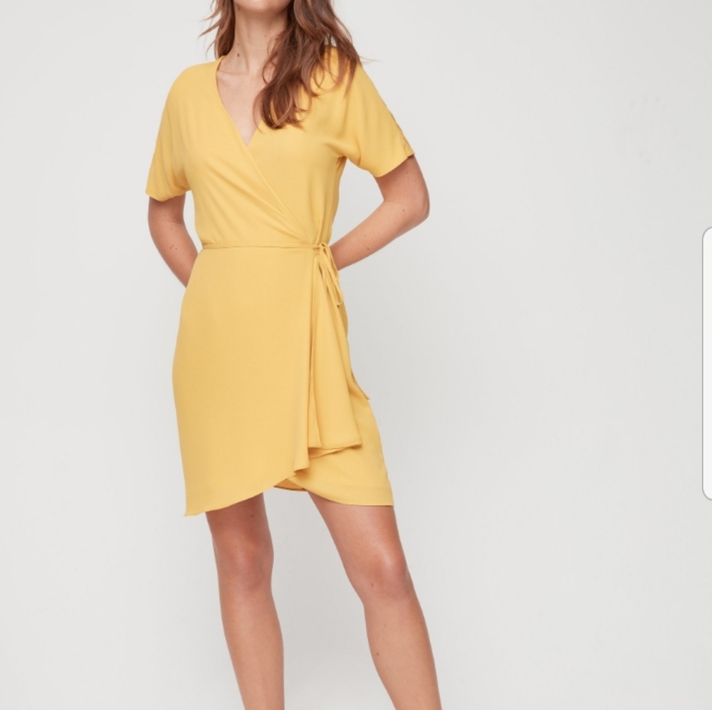 Babaton Wallace yellow wrap dress